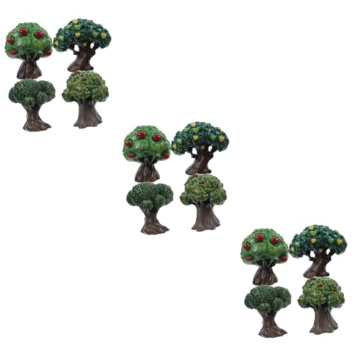 Tofficu 12 STK Simulation Apfelbaum Miniatur Gefälschter Baum Modellbäume Trainieren Grünes Zubehör Zuglandschaftsbaum Bonsai-bäume Dekorieren Modellbaum Harz Straßenbaum Schreibtisch von Tofficu