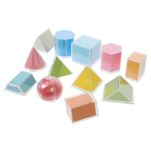 Tofficu 12-Teiliger Kinderbaustein Mit 3D-Formen Für Den Unterricht Erweiterbare Mathematische Hilfsmittel Klares Geometrisches Körpermuster Für Die Geometrie Im Kindergarten Für von Tofficu