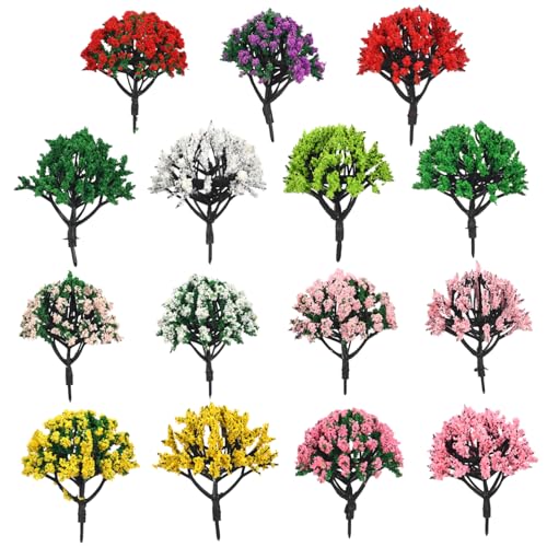 Tofficu 15 Stück Artificial Tree Little Trees Dekorative Bäume Modell bäume Pflanzenmodell Pflanzen-Modellschmuck Dioramenbedarf grüne Landschaft Landschaftsmodell Modellbäume Plastik von Tofficu