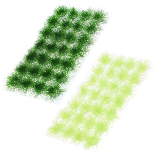 Tofficu 2 Kisten Grasschuppen Rasen im Freien statisches Gras des schmelzenden Schnees Tischplatte aus grünem Gras, Synthetik kunstpflanze kunstplflanze Sandtischgras Mini-Grasbüschel Harz von Tofficu