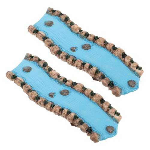 Tofficu 2 Stück Resin Miniatur Fluss für Sandtisch Feengarten Realistische Landschaftsbach-Dekoration Vielseitig Einsetzbares Micro Landschaftsornament Beruhigende Miniatur von Tofficu