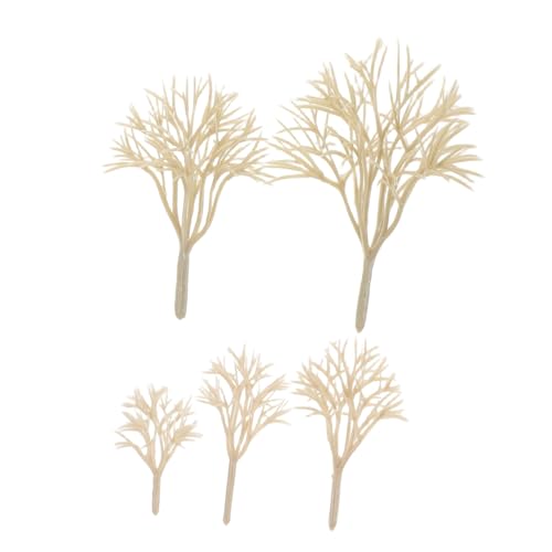 Tofficu 20 Stück Gebäudemodellbaum Baumbasisdekorationen Miniaturbaummodell Modelleisenbahnbäume Miniaturbäume für Modelle Künstlicher Miniaturbaum Modellbäume zum Basteln Plastik Beige von Tofficu