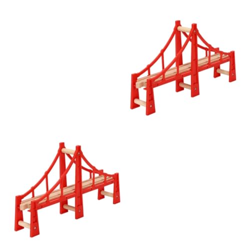 Tofficu 2St Spur Hängebrücke Spielzeug Massenspielzeug für Kinder Bulk-Spielzeug für Kinder Zugböcke Spielzeuge kompatibel Eisenbahnbrücke Gleisbrücke hölzern der Zug Plastik rot von Tofficu