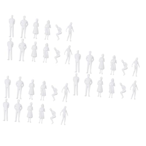 Tofficu 30 Sätze weiße Menschenfiguren Schulprojektmodell Mini Strandparty-Tischdekoration individuelles Modell Modellzug Set Modellbau Landschaft Modelle Menschen Zahlen Sandkasten Statue von Tofficu