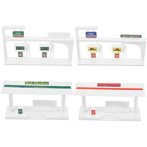 Tofficu 4 Sets DIY -Bus -schutzmodell Und Tankstellenmodelle Kinder Sand Tischszenen -Requisiten von Tofficu