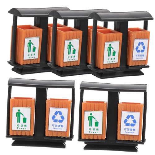 Tofficu 5 Stück Miniatur Mülleimer aus Robustem Abs Realistisch Gestaltete Mini Mülltonnen für Puppenhaus Dekoration DIY Mikro Landschaft Zubehör Detailreiches für Kinderzimmer und von Tofficu