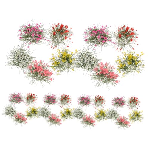Tofficu 5 Stück Teiliges Miniatur Blumen und Grasbüschel Hitzebeständig Glatte Oberfläche für Modellbau Landschaft DIY Mikro Szenen Sandtisch und Modelleisenbahn Dekoration von Tofficu
