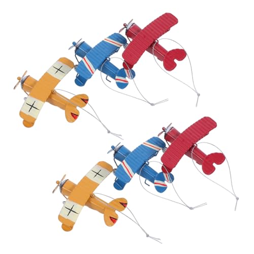 Tofficu 6 Stück Teiliges Schmiedeeisen Flugzeugmodell Vintage Retro Flugzeug Figur für Wohnzimmer Büro Kinderzimmer Dekoration und Geschenkidee von Tofficu