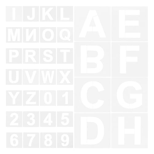 Tofficu 72 Stück Buchstabenschablonen klein Schablonen zum Nachzeichnen von Buchstaben Graffiti-Briefschablonen Alphabetschablone Bastelbuchstaben-Schablone Wortschablone das Haustier Weiß von Tofficu
