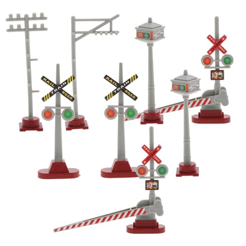 Tofficu 8 Stück Teiliges Verkehrszeichen mit Miniatur Ampeln und Signallichtern Detailreiche Landschaftsbeleuchtung für DIY Sandtisch Pädagogisches Zubehör zur Motorischer Fähigkeiten von Tofficu