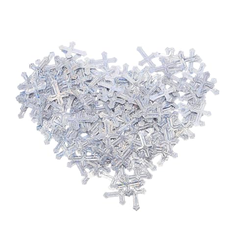 Tofficu Glänzendes Kreuz konfetti aus Langlebigem Plastik Silberne Streudeko für Religiöse Feiern Taufe Hochzeiten Babypartys und Festliche Tischdekoration von Tofficu