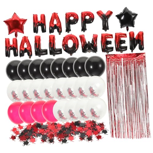 Tofficu Halloween Party Dekoration Teiliges Schwarz Rot Ballon und Papierfransen Vorhang Vielseitige Halloween Party Supplies für Wand Decke Fenster Stimmungsvolle Festivaldeko und von Tofficu