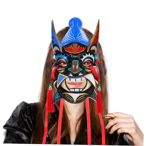 Tofficu Handgefertigte Chinesische Opernmaske Handbemalt Traditionelle Party Maske Vintage Rollenspiel Maske für Tempelfeste Halloween Karneval Kostüm Zubehör Tofficu Handgefertigte Chinesische Opernmaske Handbemalt Traditionelle Party Maske Vintage Rollenspiel Maske für Tempelfeste Halloween Karneval Kostüm Zubehör von Tofficu