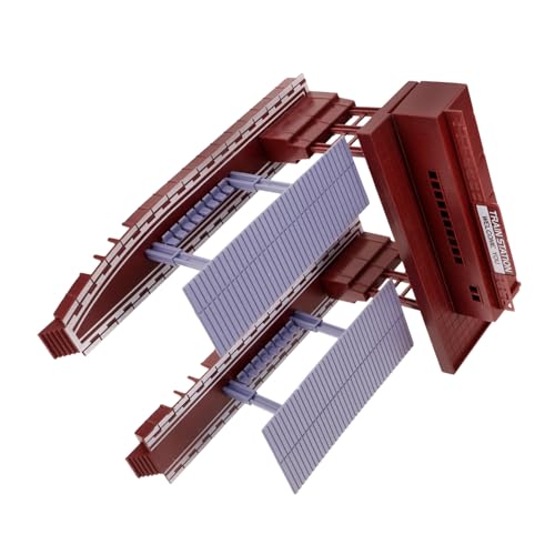 Tofficu Modell eines Bahnsteigs Eisenbahnstation Bahnhofsmodell Eisenbahnstation Modell Zubehör Zug -Bahnsteig- kindermodell selber Machen Plastik Coffee von Tofficu