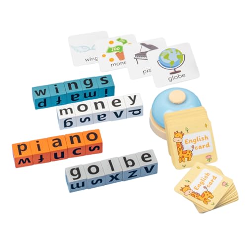 Tofficu Montessori-lernwerkzeug – Englisches Rechtschreibspielzeug Für Kinder Holzklötze Mit Buchstabenkarten Spielzeug Zur Kognitiven Entwicklung Für Kleinkinder von Tofficu