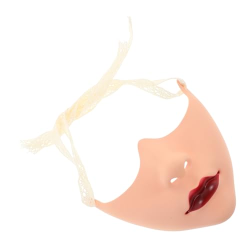 Tofficu Realistische Maske mit Roten Lippen für Karneval Halloween und Cosplay Partys Hautfarbener Look für Eleganten Auftritt von Tofficu