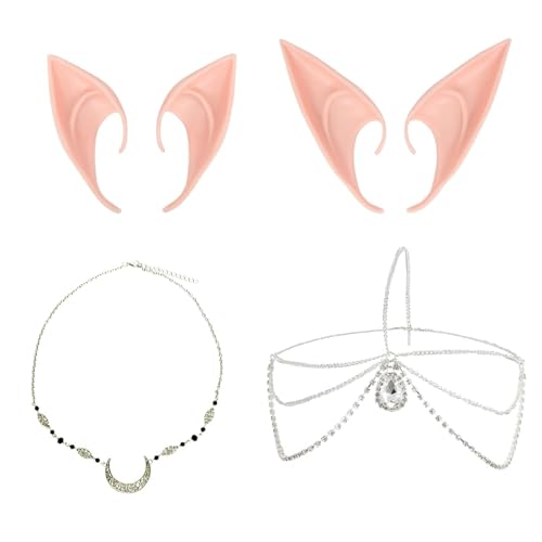 TogtherKings 2 Stück Elf Ears, Retro Mond KopfKette+Kristall Kopfschmuck, Elfenohren, Cosplay Fairy, Karneval Halloween Kostüm Anime Party Cosplay Zubehör TogtherKings 2 Stück Elf Ears, Retro Mond KopfKette+Kristall Kopfschmuck, Elfenohren, Cosplay Fairy, Karneval Halloween Kostüm Anime Party Cosplay Zubehör von TogtherKings