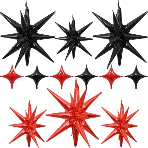 Schwarze rote Sternballons Folie 12 Stück, einteilig, 27/55.9 cm Star Explosion Ballons, Großer Spike Mylar Kegel Ballon, Feuerwerk Form Ballon Dekor für Geburtstag Neujahr Pokerkarte Casino Rennwagen Schwarze rote Sternballons Folie 12 Stück, einteilig, 27/55.9 cm Star Explosion Ballons, Großer Spike Mylar Kegel Ballon, Feuerwerk Form Ballon Dekor für Geburtstag Neujahr Pokerkarte Casino Rennwagen von Togvu