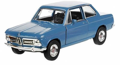 BMW 2002 ti Modellauto aus Metall 11,5cm Modell mit Rückzugmotor Auto Spielzeug Spielzeugauto Geschenk 4-Varianten Welly 44 (Blau) von Toi-Toys
