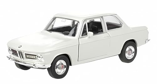 BMW 2002 ti Modellauto aus Metall 11,5cm Modell mit Rückzugmotor Auto Spielzeug Spielzeugauto Geschenk 4-Varianten Welly 44 (Weiss) von Toi-Toys