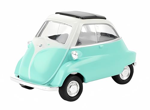 BMW Isetta 1955 Modellauto 9cm aus Metall mit Rückzugmotor Modell Auto Spielzeugauto Spielzeug Welly 4-Varianten 78 (Türkis) von Toi-Toys