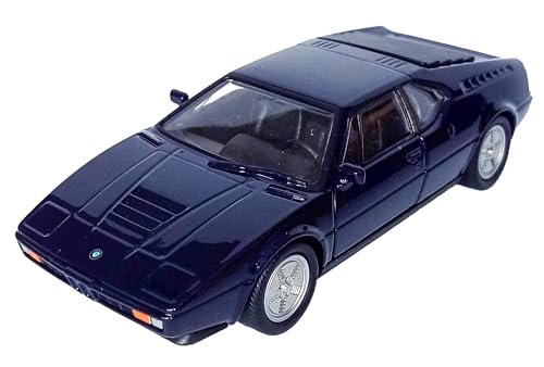 BMW M1 Modellauto 11,8cm Modell Auto aus Metall mit Rückzugmotor Spielzeugauto Spielzeug 4-Farben Welly 54 (Dunkelblau-Metallic) von Toi-Toys