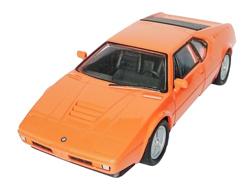 BMW M1 Modellauto 11,8cm Modell Auto aus Metall mit Rückzugmotor Spielzeugauto Spielzeug 4-Farben Welly 54 (Orange) von Toi-Toys