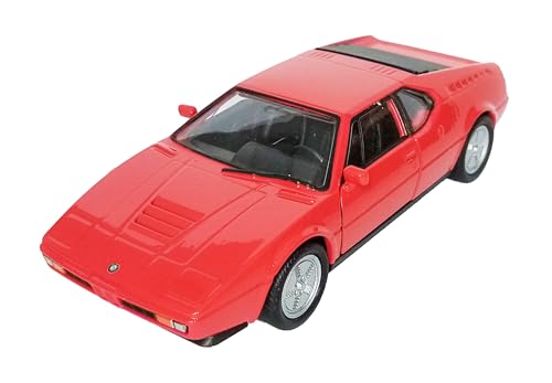 BMW M1 Modellauto 11,8cm Modell Auto aus Metall mit Rückzugmotor Spielzeugauto Spielzeug 4-Farben Welly 54 (Rot) von Toi-Toys