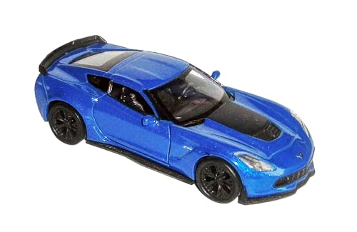 Chevrolet Corvette Z06 2017 Modellauto aus Metall Modell Auto mit Rückzugmotor Spielzeugauto Spielzeug Geschenk 4-Varianten Welly 23 (Blau-Metallic) von Toi-Toys