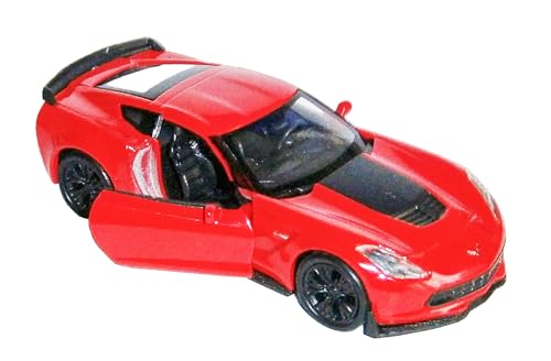 Chevrolet Corvette Z06 2017 Modellauto aus Metall Modell Auto mit Rückzugmotor Spielzeugauto Spielzeug Geschenk 4-Varianten Welly 23 (Rot) von Toi-Toys