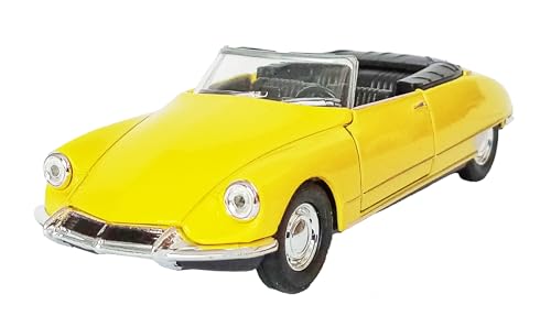 Citroen DS19 Cabriolet Modellauto 12cm aus Metall mit Rückzugmotor Modell Auto Spielzeugauto Spielzeug Geschenk 4-Varianten Welly 16 (Gelb auf) von Toi-Toys