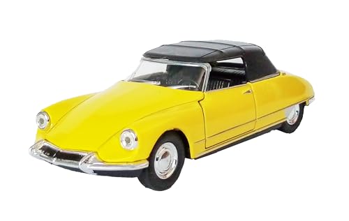 Citroen DS19 Cabriolet Modellauto 12cm aus Metall mit Rückzugmotor Modell Auto Spielzeugauto Spielzeug Geschenk 4-Varianten Welly 16 (Gelb zu) von Toi-Toys