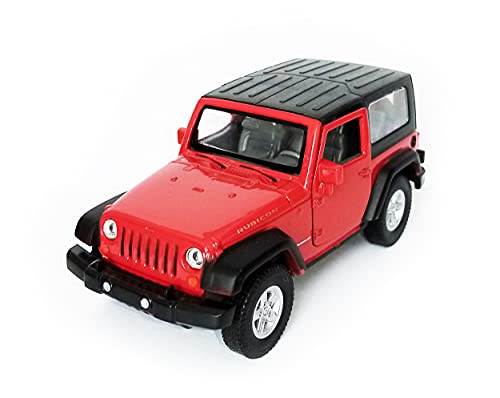 Jeep Wrangler Rubicon Modellauto aus Metall mit Rückzugmotor Modell Auto Spielzeugauto Spielzeug Geschenk 4-Varianten Welly 56 (Rot zu) von Toi-Toys