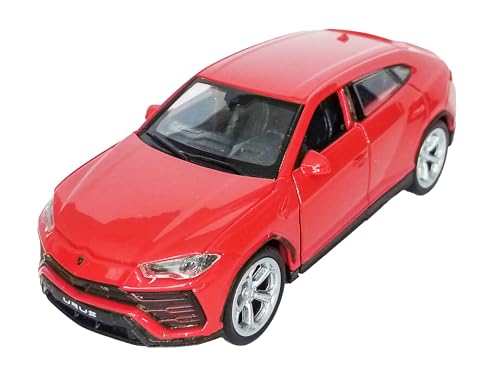 Lamborghini Urus Modellauto aus Metall mit Rückzugmotor Modell Auto Spielzeugauto Spielzeug Geschenk 4-Varianten Welly 92 (Rot) von Toi-Toys