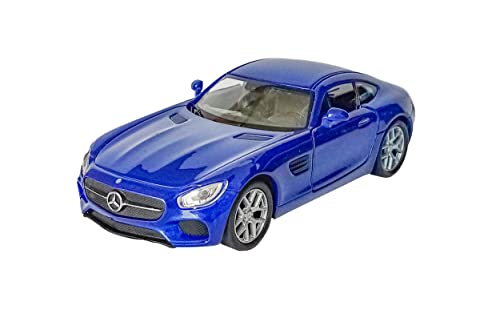 Mercedes-AMG GT Modellauto aus Metall mit Rückzugmotor 12cm Modell Auto Spielzeugauto Welly 4-Varianten 03 (Blau-Metallic) von Toi-Toys