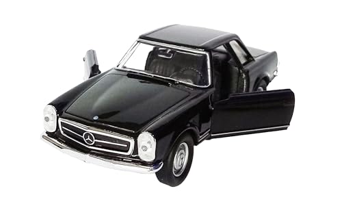 Mercedes-Benz 1963 230SL Modellauto aus Metall Modell Auto mit Rückzugmotor Spielzeugauto Welly 4-Varianten 3 (Schwarz) von Toi-Toys