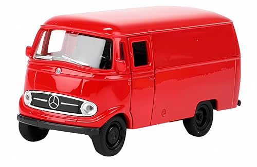 Mercedes Benz L319 Window Panel Bus 11cm Modellauto aus Metall Modell Auto mit Rückzugmotor Spielzeugauto Welly 4-Varianten 47 (Rot) von Toi-Toys