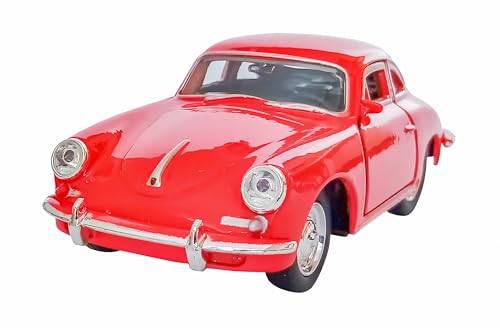 Porsche 356B Modellauto aus Metall mit Rückzugmotor Modell Auto Spielzeugauto Welly 4-Variant Geschenk 75 (Rot) von Toi-Toys
