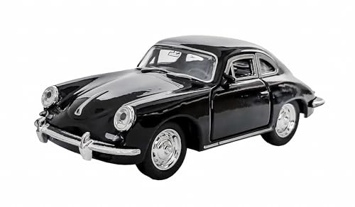 Porsche 356B Modellauto aus Metall mit Rückzugmotor Modell Auto Spielzeugauto Welly 4-Variant Geschenk 75 (Schwarz) von Toi-Toys