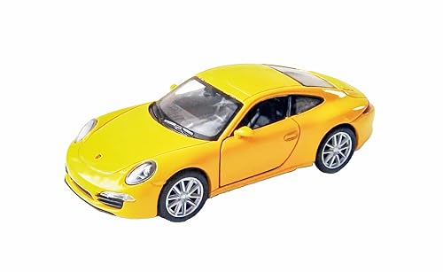 Porsche 911 (991) Carrera S Modellauto mit Rückzug aus Metall Modell Auto Spielzeugauto Welly 4-Varianten 93 (Gelb) von Toi-Toys