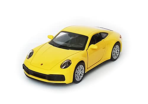 Porsche 911 Carrera 4S Sportwagen Metall Modellauto Modell Auto 4-Farben Kinder Geschenk 85 (Gelb) von Toi-Toys
