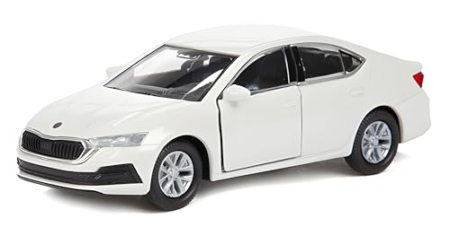 Skoda Octavia IV Modellauto 12cm aus Metall mit Rückzugmotor Modell Auto Spielzeugauto 4-Varianten Welly 99 (Weiss) von Toi-Toys