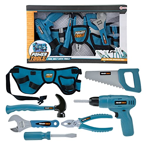 Handgefertigtes Werkzeugset mit Hipbag-7-prt, kein Spielzeugwerkzeug, Mehrfarbig (Power Tools, Struct) von Toi-Toys