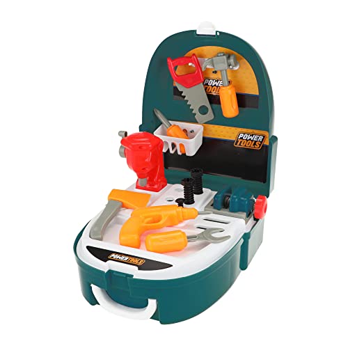 TOI-Toys Power Tools Werkzeug Rucksack für Kinder - mit 21 Teilen - Rollenspiel Kostüm Bauarbeiter/Handwerker - ab 4 Jahren von Toi-Toys