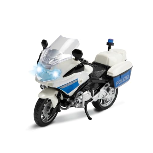 Toi-Toys 29654B Polizeimotorrad 1:20 mit Licht und Sound, Polizeispielzeugmotorrad Modell-Motorrad Polizei, Weiß von Toi-Toys