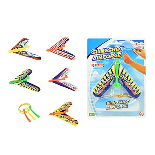 Toi-Toys 35784Z Abschuss Flugzeuge 3st. 3-VAR. Katapult Starter Flugspiel Flugzeug Flieger Slingshot Airforce Jet Segelflugzeug Leichtflugzeug Spielzeug für Kinder von Toi-Toys