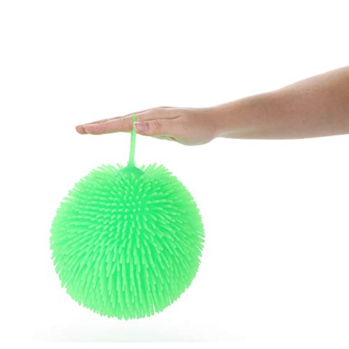 Toi-Toys Pufferball in Grün - Anti-Stressball Kinder Knetball Igelball Wurfspiel Spielbälle Kinder Pufferball mit Fransen Knautschball Stressball für Therapeutische Zwecke - Ca. 18 cm von Toi-Toys