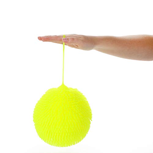 Toi-Toys Pufferball in Gelb - Anti-Stressball Kinder Knetball Igelball Wurfspiel Spielbälle Kinder Pufferball mit Fransen Knautschball Stressball für Therapeutische Zwecke - Ca. 18 cm von Toi-Toys