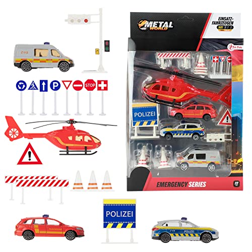 Toi-Toys Cars&Trucks Krankenwagen/Polizei/Feuerwehr Set - 22 Teile - Metall Spielzeug Autos + Hubschrauber - Für Kinder ab 3 Jahren Toi-Toys Cars&Trucks Krankenwagen/Polizei/Feuerwehr Set - 22 Teile - Metall Spielzeug Autos + Hubschrauber - Für Kinder ab 3 Jahren von Toi-Toys