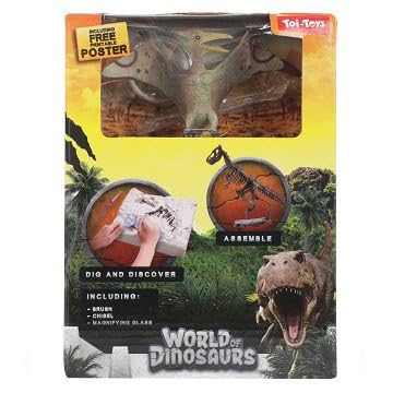 Toi-Toys Dinosaurier Ausgrabungsset mit Dinofigur und Skelett in zufälliger Variante Spannendes Archäologie-Spielzeug für Kinder, Entdecke das Dino-Set und werde zum Paläontologen! von Toi-Toys
